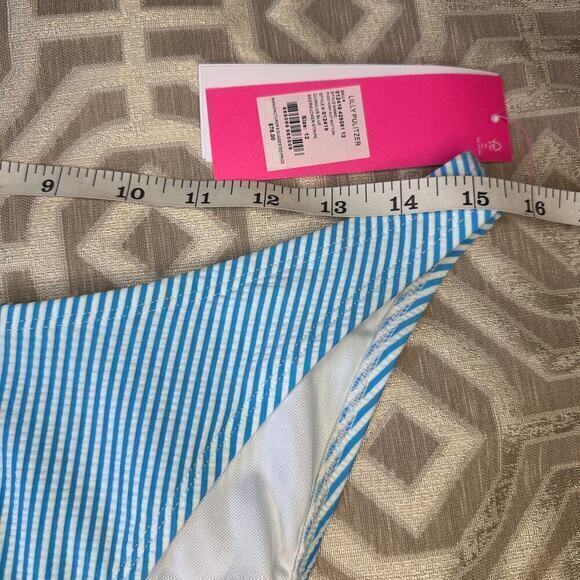 Lilly Pulitzer Pico High Cut Bikini Bottom blue striped size 12 - Picture 2 of 4
